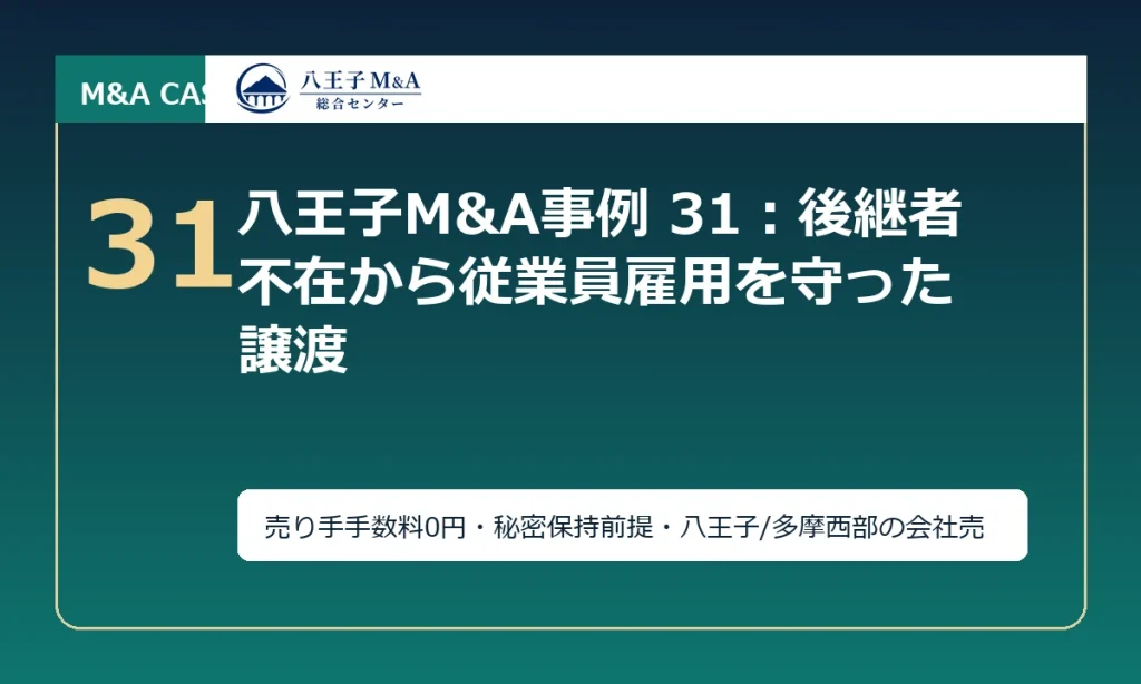 八王子M&A事例 31：後継者不在から従業員雇用を守った譲渡 アイキャッチ