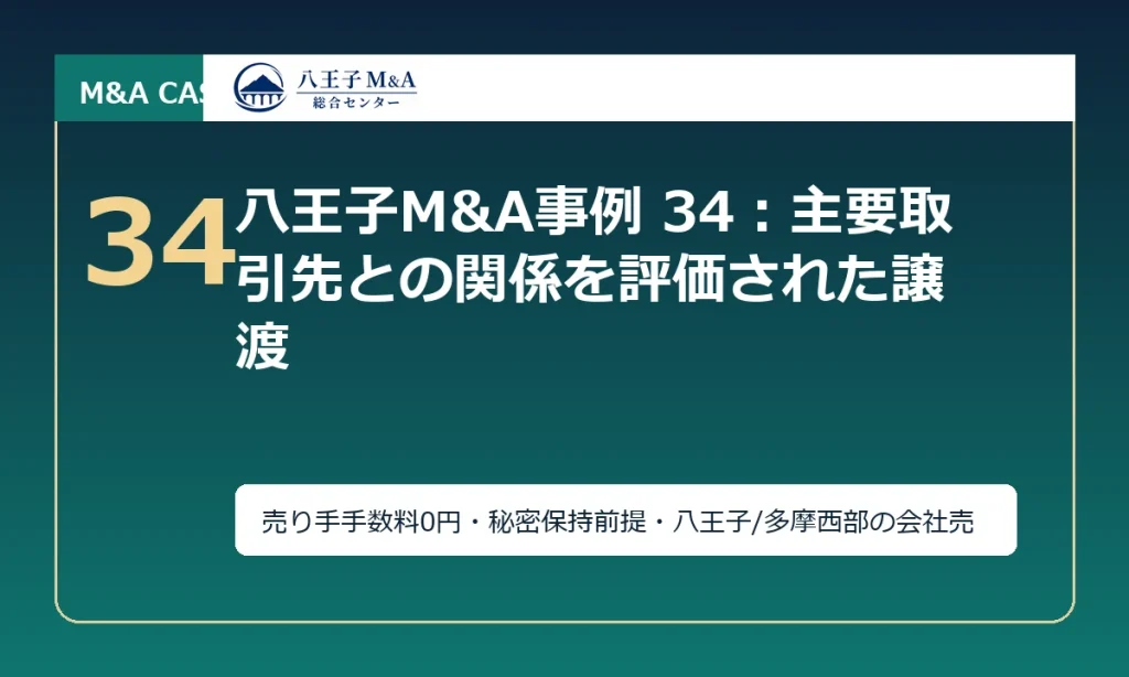 八王子M&A事例 34：主要取引先との関係を評価された譲渡 アイキャッチ