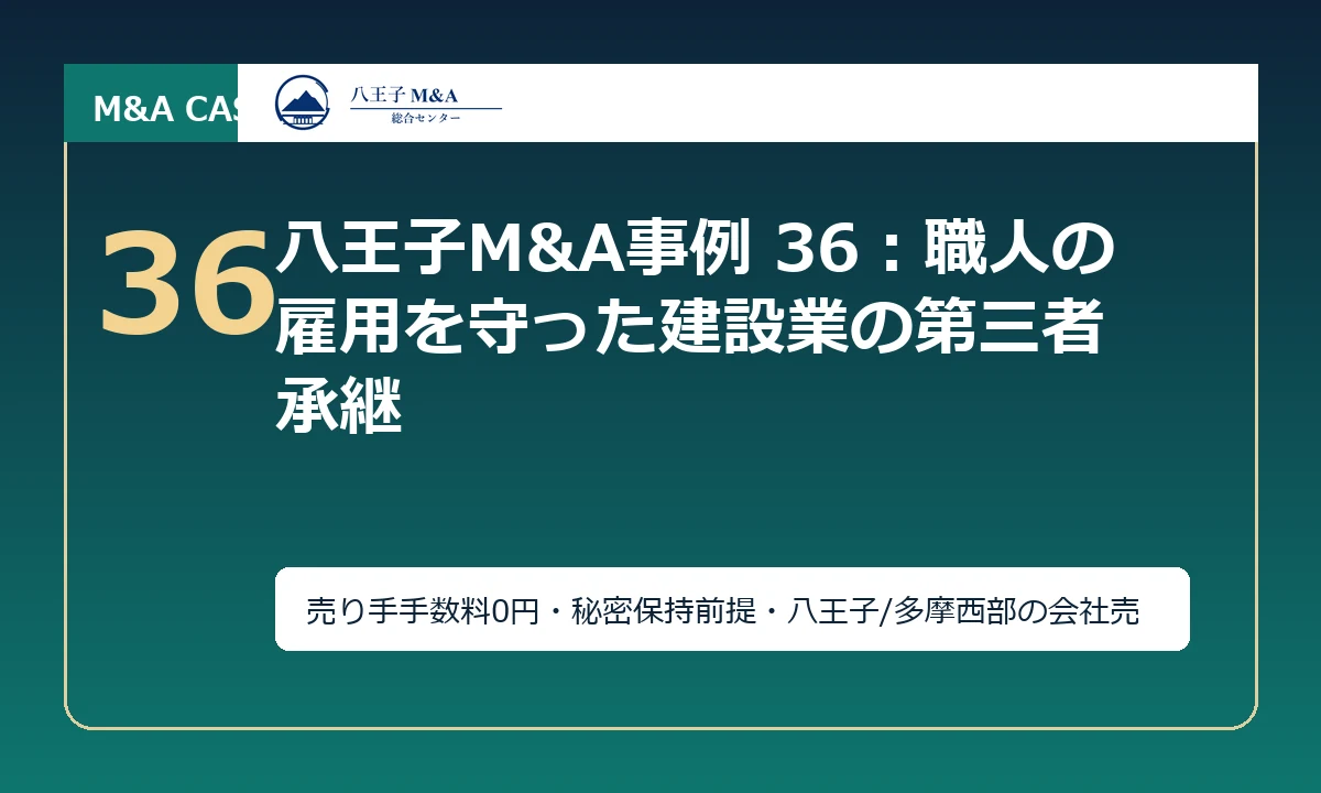 八王子M&A事例 36：職人の雇用を守った建設業の第三者承継 アイキャッチ