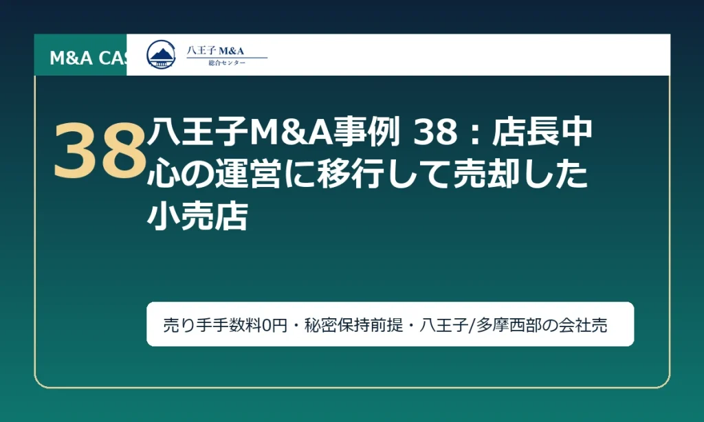 八王子M&A事例 38：店長中心の運営に移行して売却した小売店 アイキャッチ
