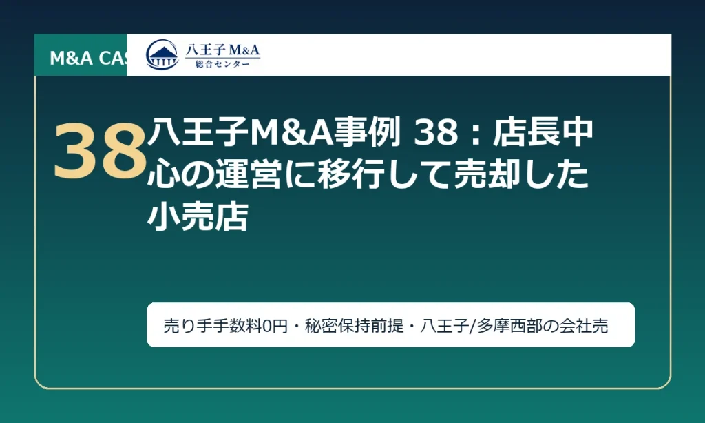 八王子M&A事例 38：店長中心の運営に移行して売却した小売店 アイキャッチ