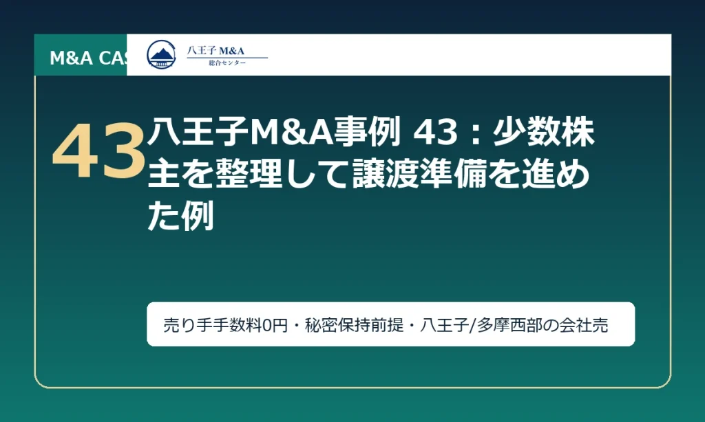 八王子M&A事例 43：少数株主を整理して譲渡準備を進めた例 アイキャッチ