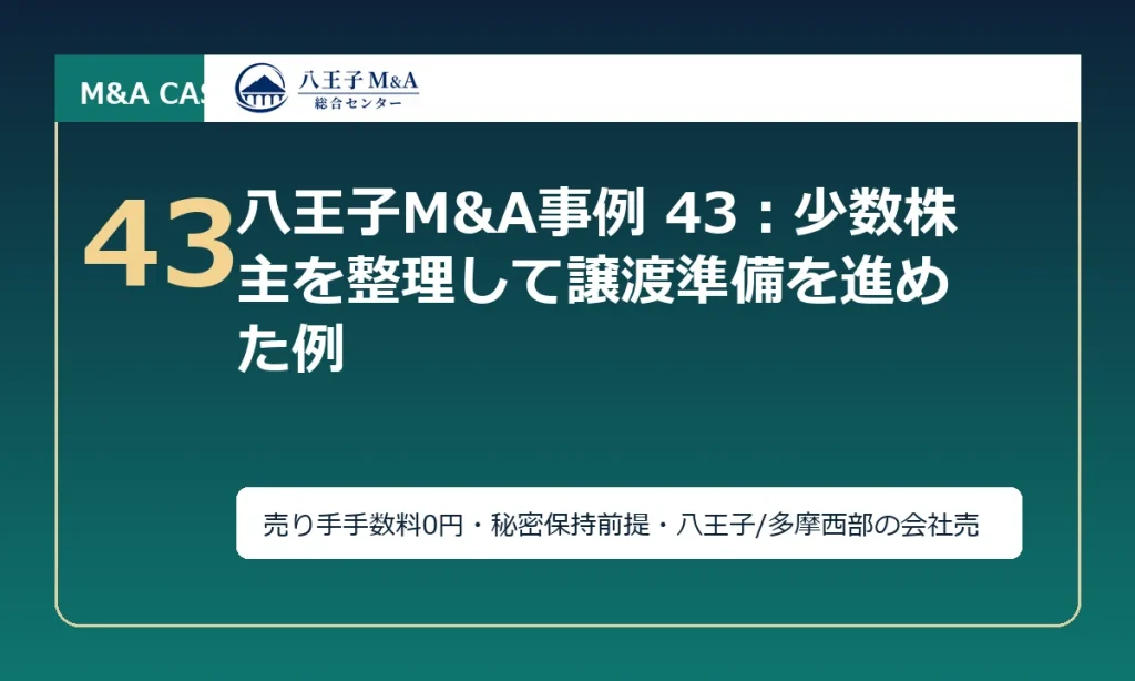 八王子M&A事例 43：少数株主を整理して譲渡準備を進めた例 アイキャッチ