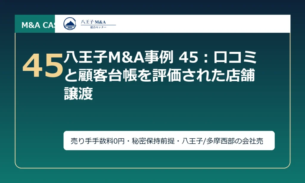 八王子M&A事例 45：口コミと顧客台帳を評価された店舗譲渡 アイキャッチ