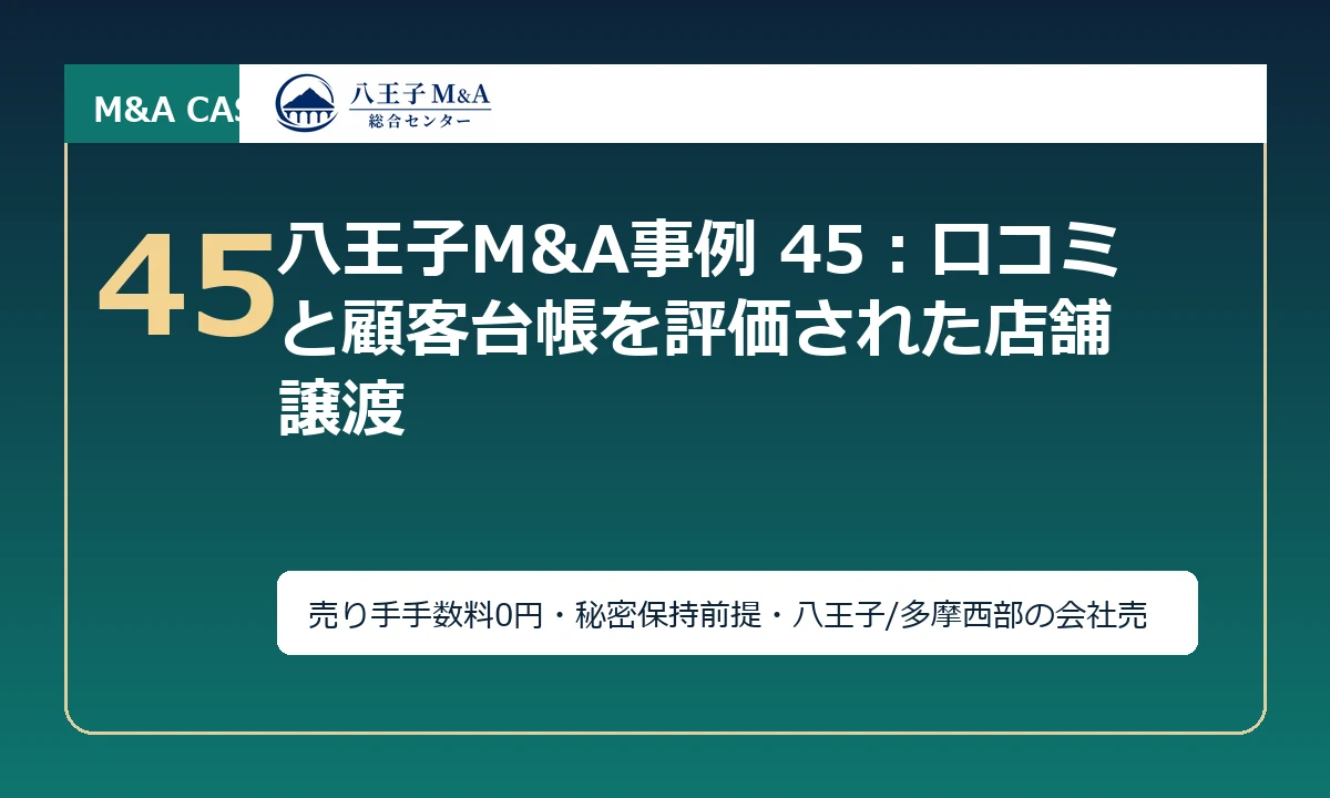 八王子M&A事例 45：口コミと顧客台帳を評価された店舗譲渡 アイキャッチ