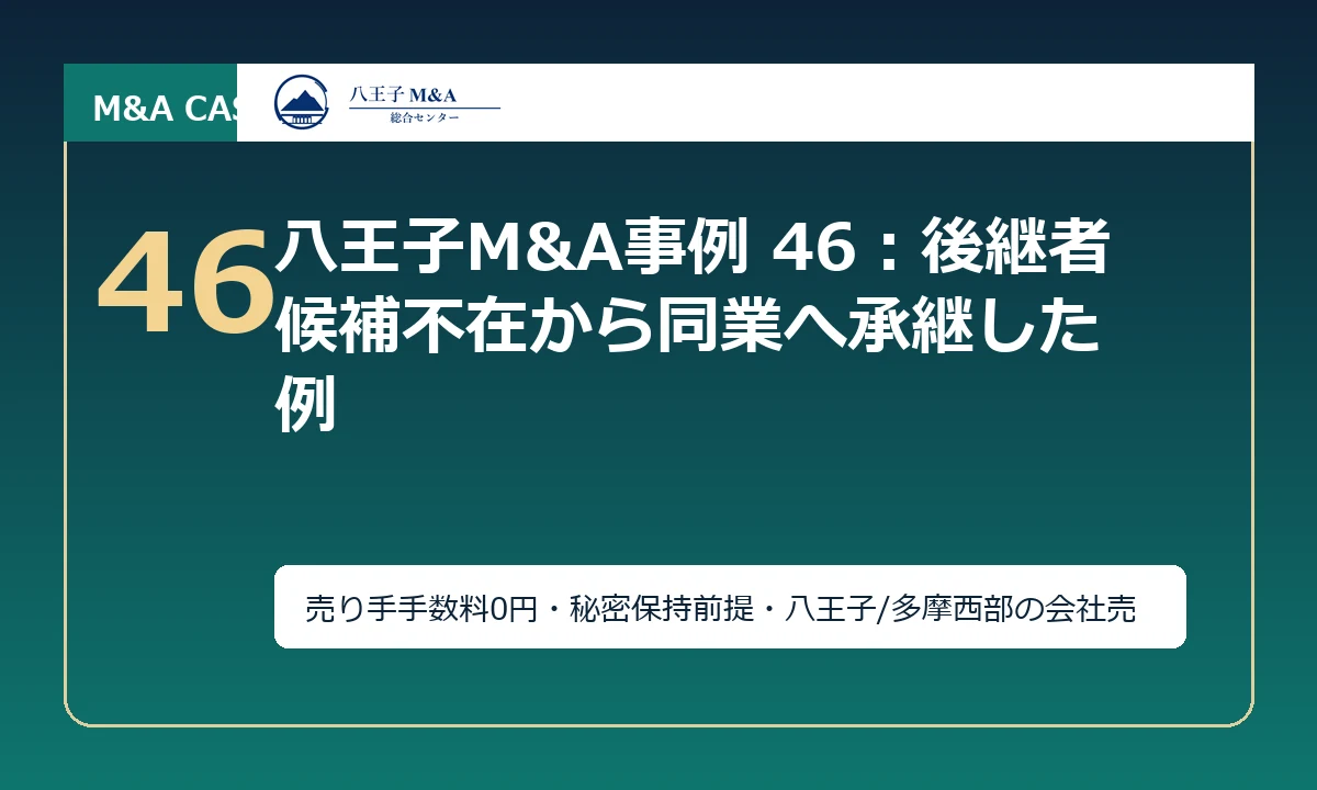 八王子M&A事例 46：後継者候補不在から同業へ承継した例 アイキャッチ