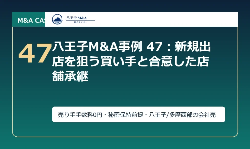 八王子M&A事例 47：新規出店を狙う買い手と合意した店舗承継 アイキャッチ