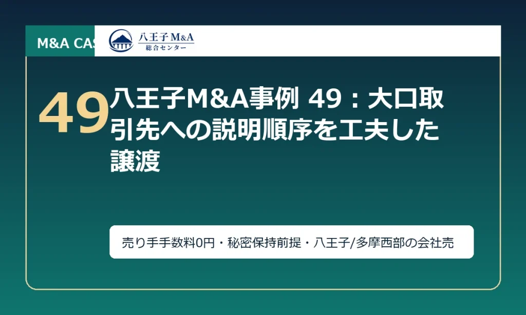 八王子M&A事例 49：大口取引先への説明順序を工夫した譲渡 アイキャッチ