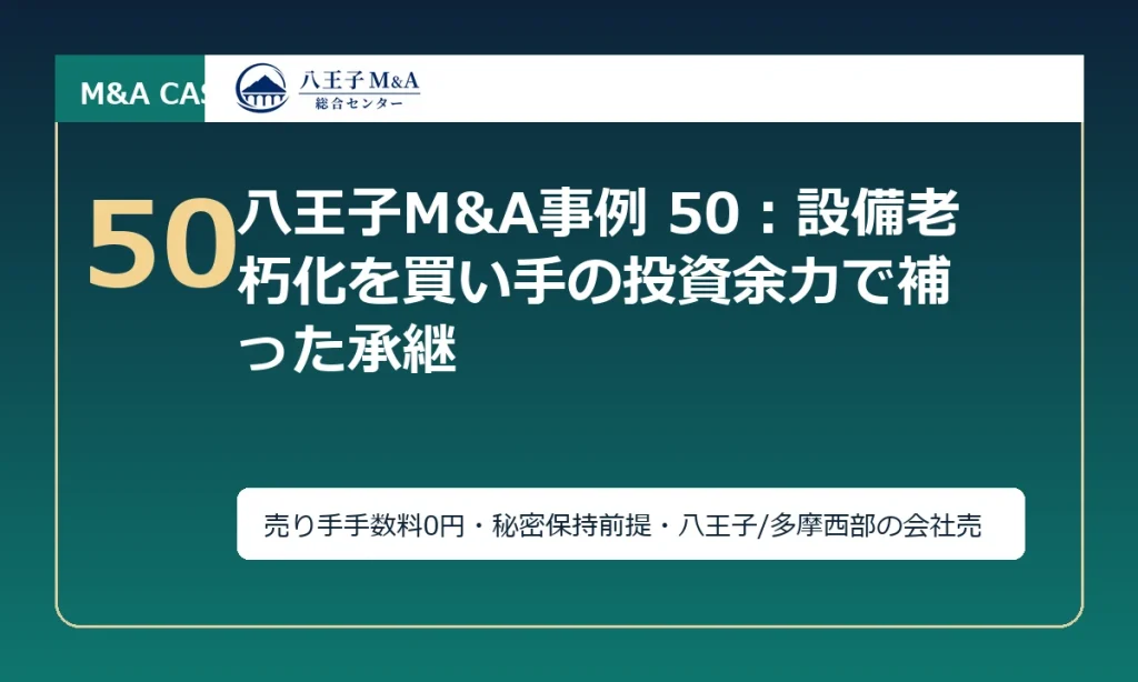 八王子M&A事例 50：設備老朽化を買い手の投資余力で補った承継 アイキャッチ