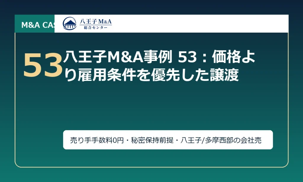 八王子M&A事例 53：価格より雇用条件を優先した譲渡 アイキャッチ
