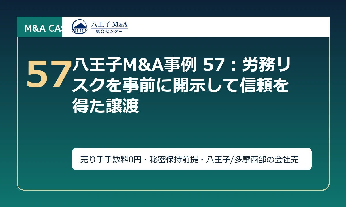 八王子M&A事例 57：労務リスクを事前に開示して信頼を得た譲渡 アイキャッチ