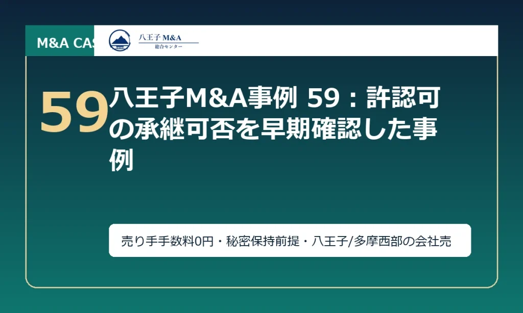 八王子M&A事例 59：許認可の承継可否を早期確認した事例 アイキャッチ