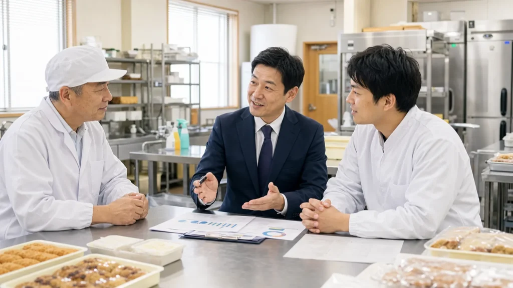 八王子で食品製造・惣菜・菓子工房の事業承継M&Aを相談する経営者と専門家